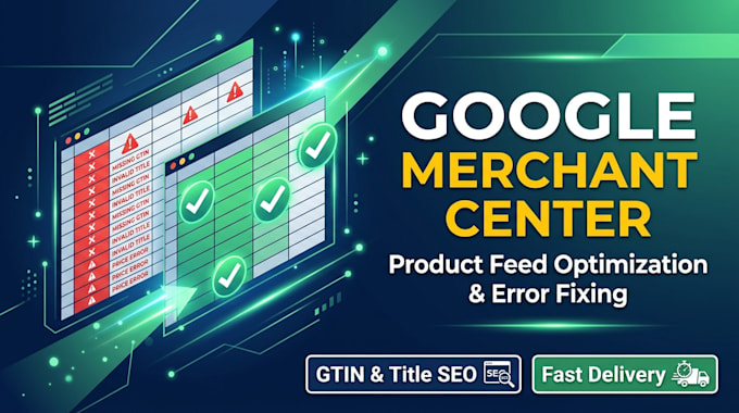 fix google merchant center product feed errors and optimize shopping feed, gmc