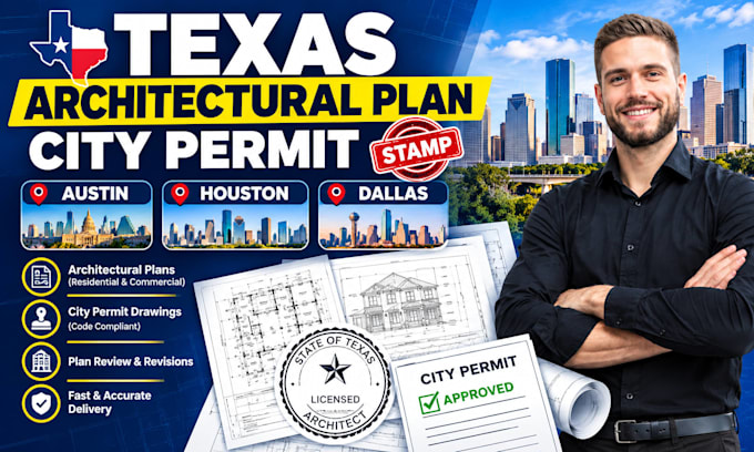 provide texas austin houston dallas stamp architectural plan city permit