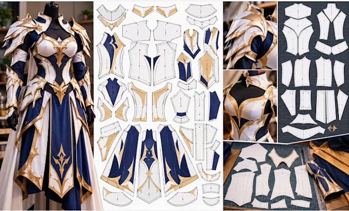 design eva foam cosplay armor, sewing pattern, marvelous design3d cosplay models