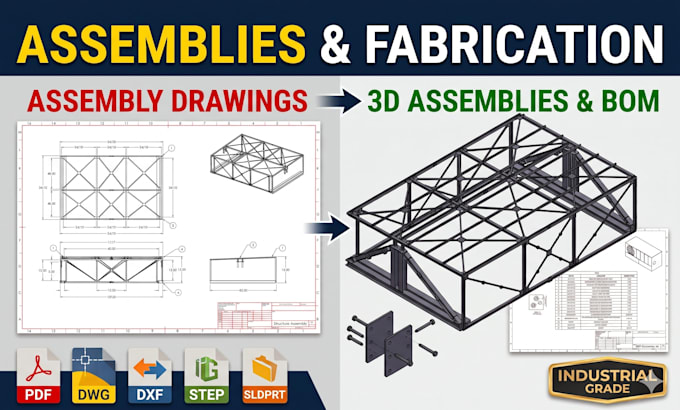 convert 2d drawings to 3d cad models or assemblies
