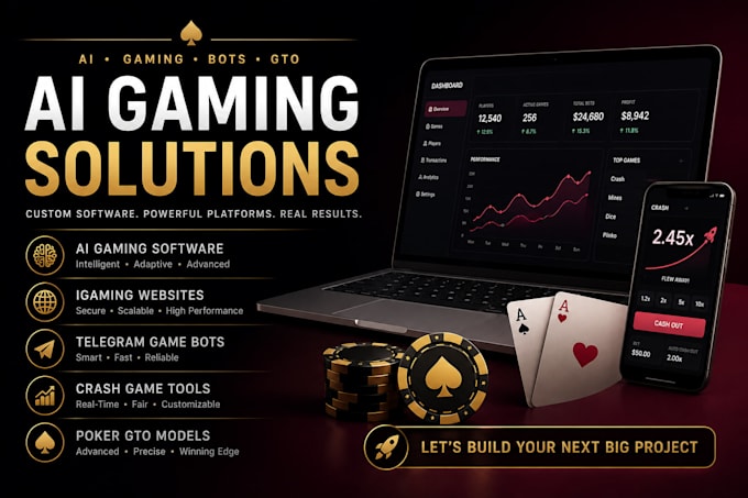develop ai gaming software igaming websites telegram bots and gto models