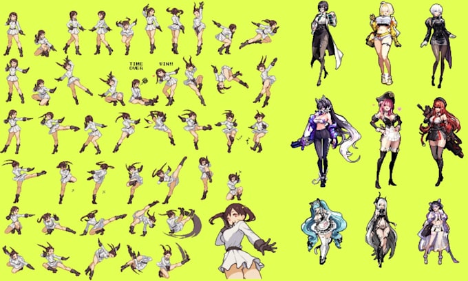 pixel art sprite sheet pixel art animation 8bits 16bits anime sprite video game