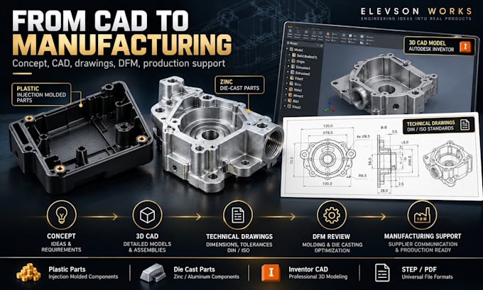 design plastic injection molded and die cast mechanical parts
