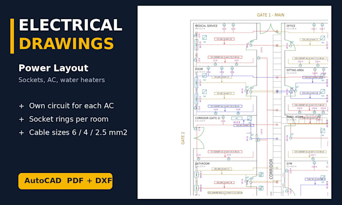 draw electrical layout and single line diagram in autocad