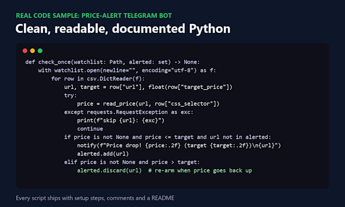 create a python script, bot or automation for your tasks