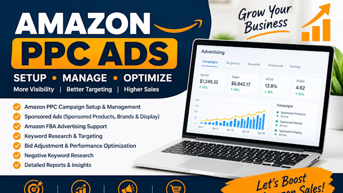 manage amazon PPC ads, sponsored ads, and amazon fba campaigns