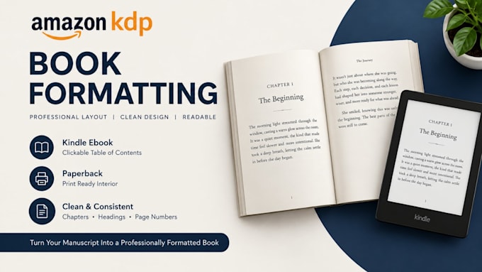 format your book for amazon KDP ebook or paperback