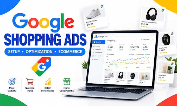 set up and optimize google shopping ads for ecommerce, shopping ads, gmc fix