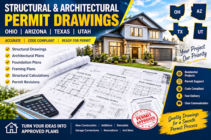 do structural architectural permit drawings ohio arizona texas utah
