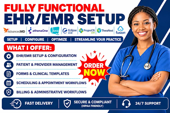 setup advancedmd athenaone jane app eclipse ehr prognocis ehr theranest fusion