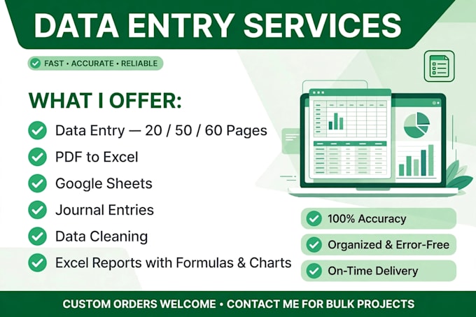do accurate data entry, excel reports, journal entries and ms word report