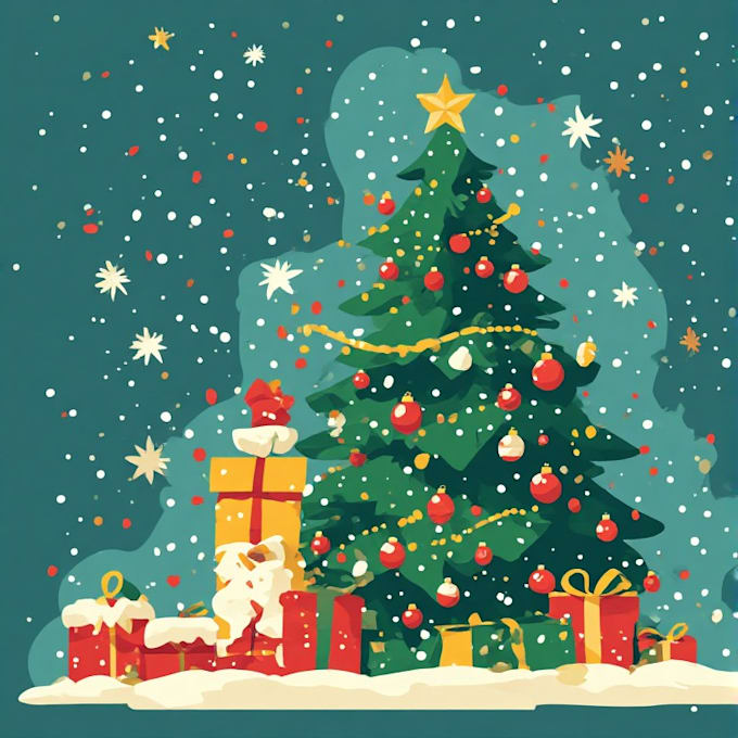 design a custom flat style christmas illustration