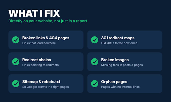 fix ahrefs and semrush seo errors, broken links and 301 redirects