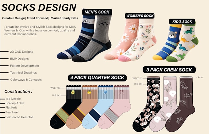design unique socks cad and bmp files