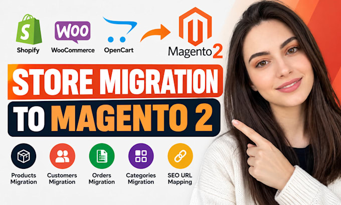 migrate shopify woocommerce opencart store to magento 2 ecommerce data migration