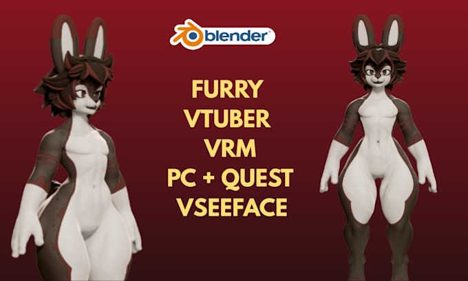 create a custom 3d furry vrchat avatar and vtuber model for vseeface, warudo