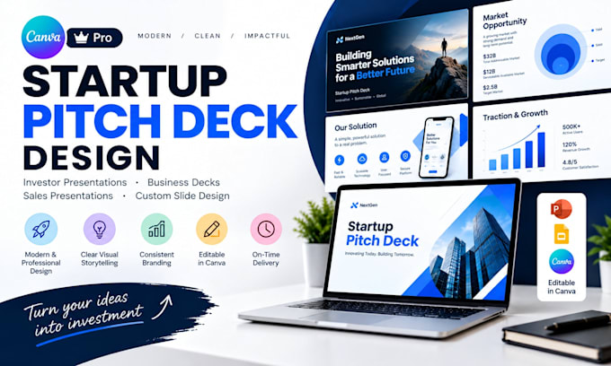 do professional startup pitch deck and business presentation