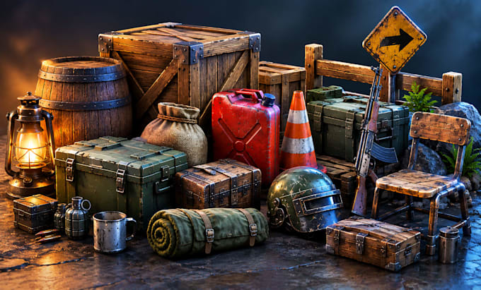 create optimized 3d game props, realistic assets, and game ready models