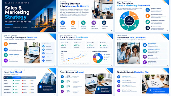 design a professional sales and marketing strategy presentation