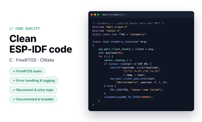 develop esp32 firmware with esp idf, wifi, ble and mqtt