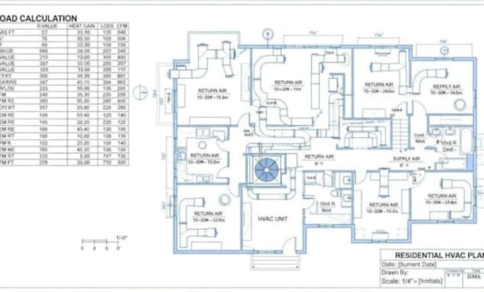 provide hvac load calculations and hvac permit drawings