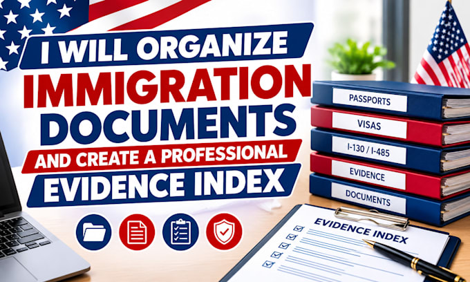 organize immigration documents and create a professional evidence index