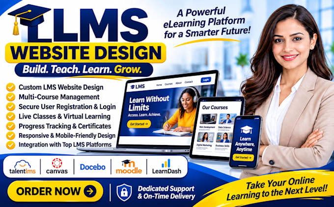 design lms website, elearning platform on talentlms canvas ims docedo moodle