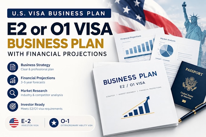 write an e2 or o1 visa business plan with financial projections