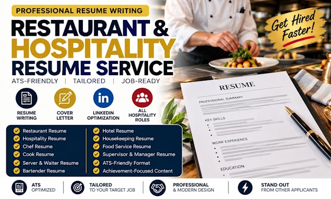 write an ats friendly restaurant and hospitality resume