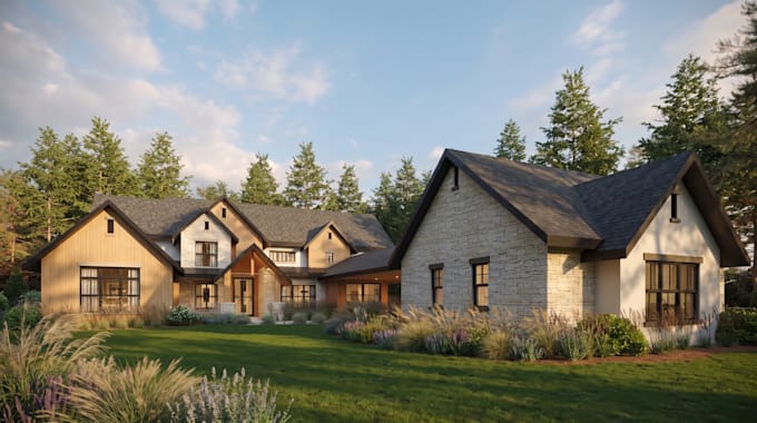 create a photoreal 3d exterior render from your house plans