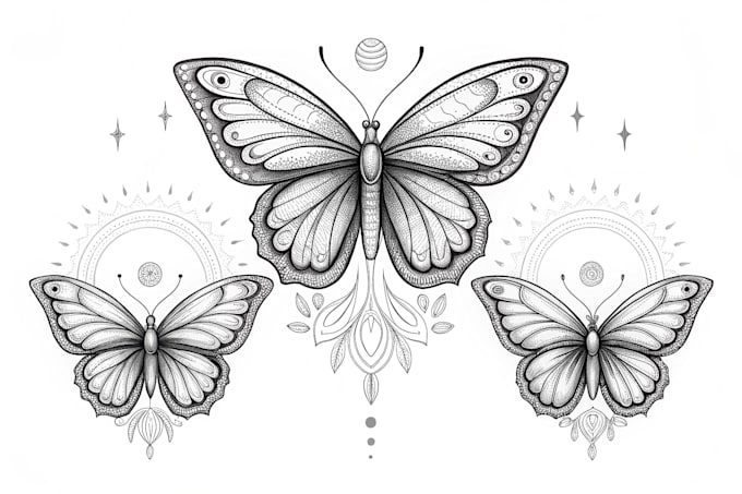 create fine line butterfly tattoo designs