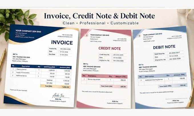 create invoices credit notes debit notes and statements