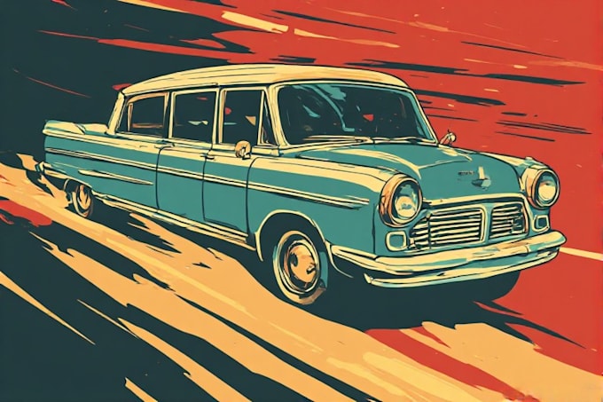 create vintage retro line art illustration