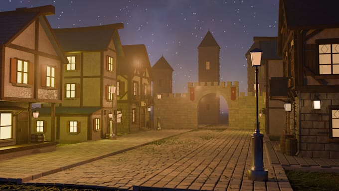 create high quality 3d stylized or realistic medieval buildings for games