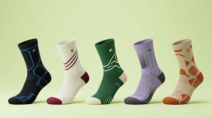 design unique 3d socks model, 3d glove design, socks mockup and rendering