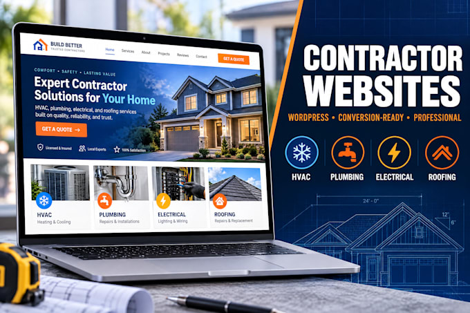build wordpress website hvac, plumbing, electrical, roofing, general contractors