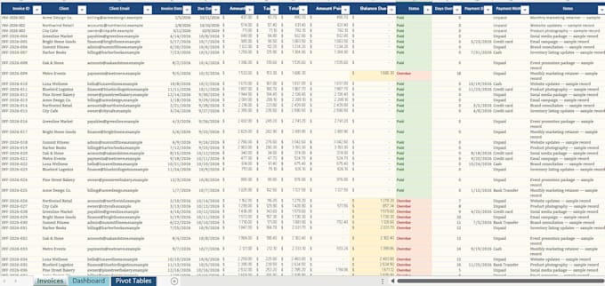 extract invoice data and build an organized excel database