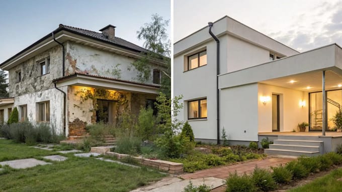 do 3d house renovation design with before and after visuals
