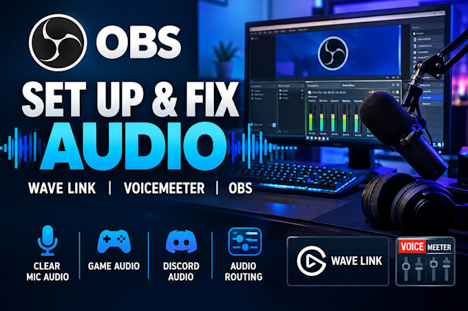 set up and fix obs audio, wave link and voicemeeter