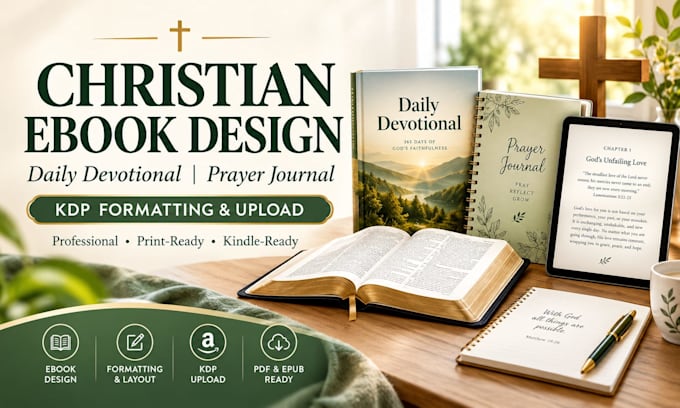 design and format christian ebook, daily devotional prayer journal KDP upoad