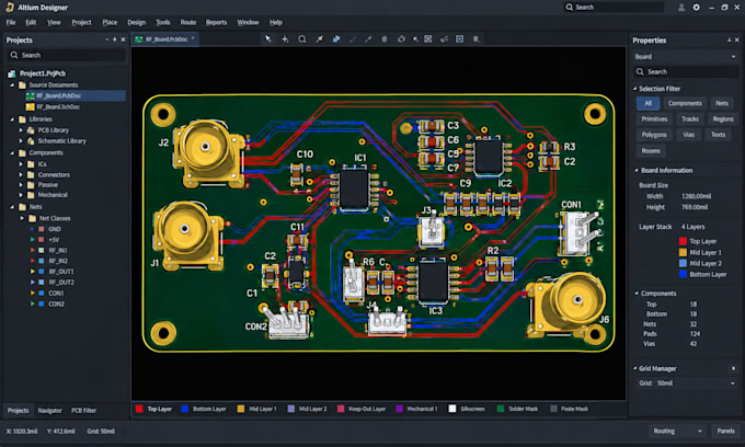 do rf and wireless pcb design, gerber files, low loss, impedance control, altium