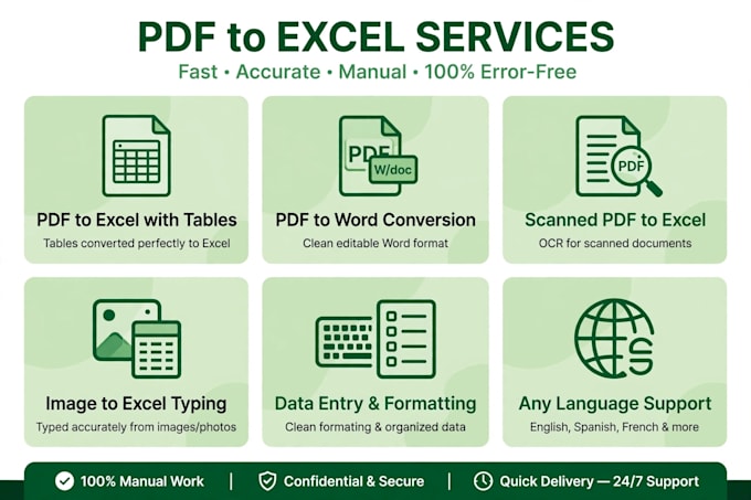 50 pages pdf to excel word, copy paste and web research in 24h