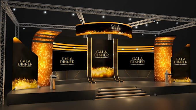 create 3d dj stage design, 3d stage event, concert design