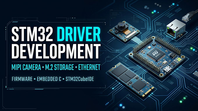 program mipi camera, m 2 storage and ethernet drivers for stm32 embedded systems