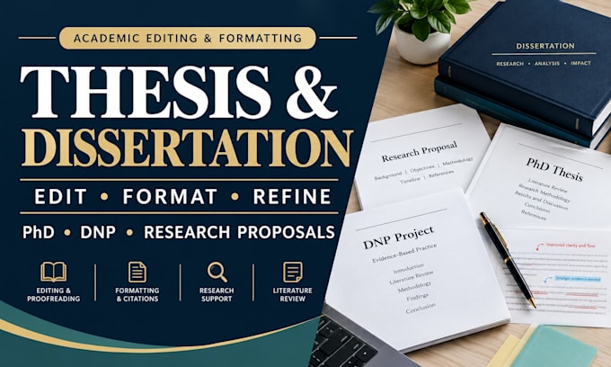 research, edit, format phd thesis, dissertation, proposal ,dnp in any field