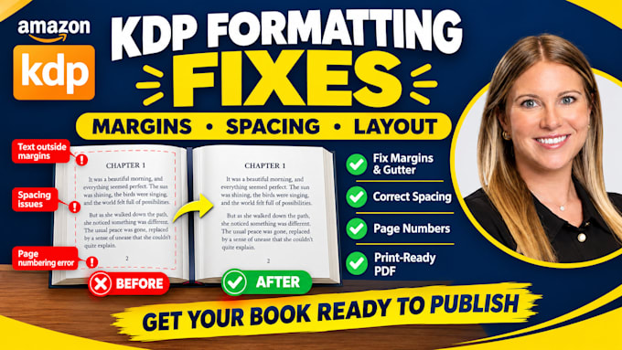 fix amazon KDP book formatting errors and layout issues