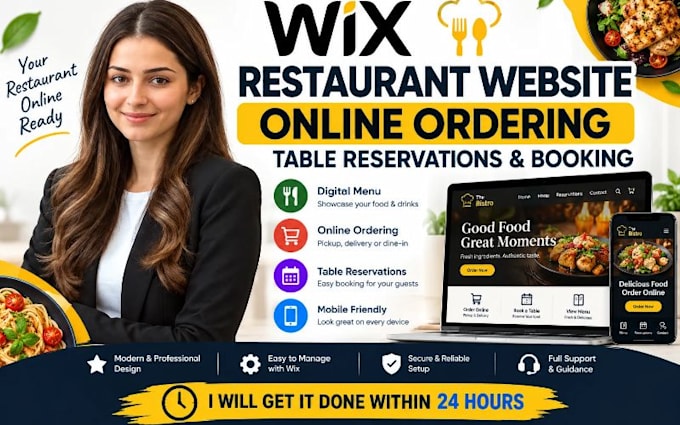redesign wix restaurant website with online ordering table reservations