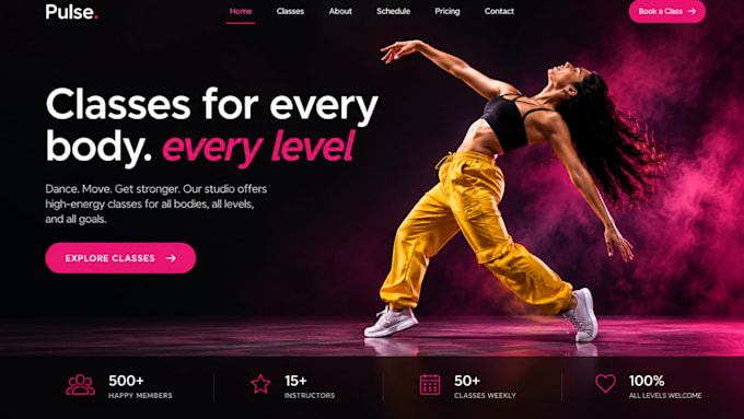 design wix dance studio website class schedule student registration