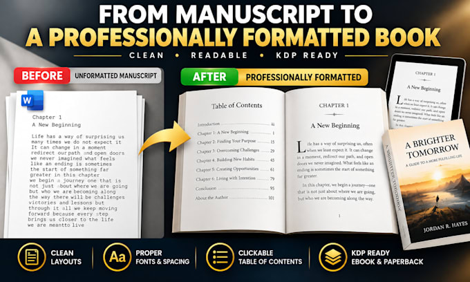 format your amazon KDP ebook and paperback for clean and reader friendly layout