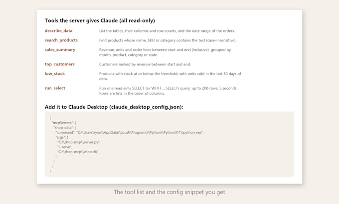 build a custom mcp server that connects claude to your data or API